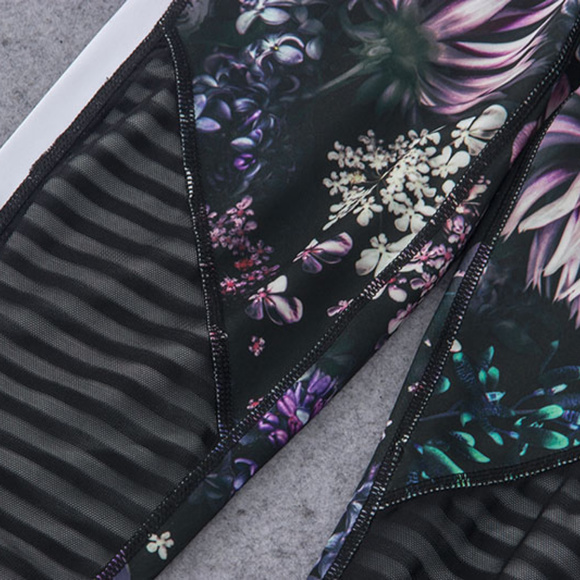 New BEBE Floral Long Leggings Yoga pants S M - Picture 7 of 8